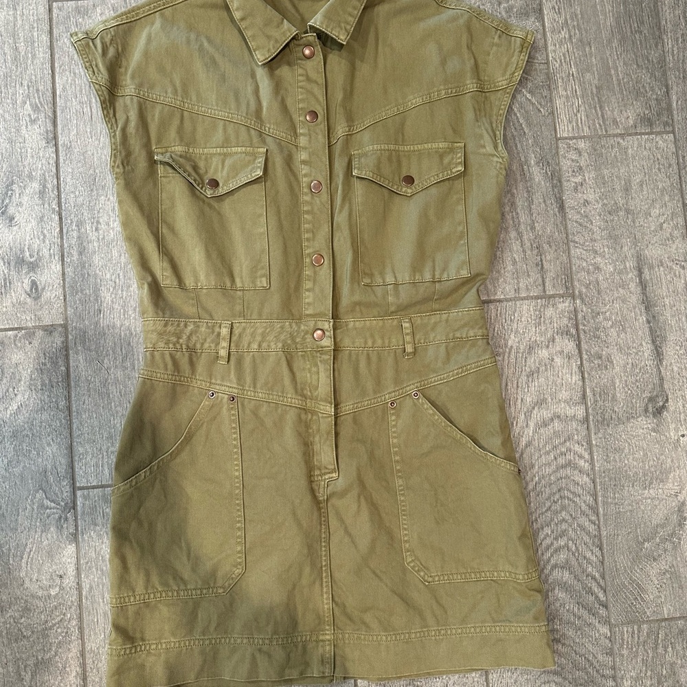 Sleeveless Olive Utility Dress